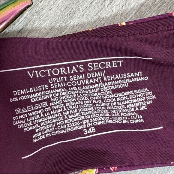 Victoria’s Secret Uplift Semi Demi Multiway Underwire Bra Maroon Paisley 34B - Picture 10 of 11